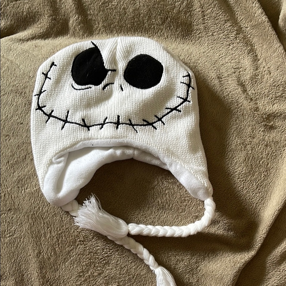 White Jack Skellington Knit Beanie